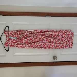 NINE BRITTON Pink Floral Brushed Knit Midi Dress Medium Petite